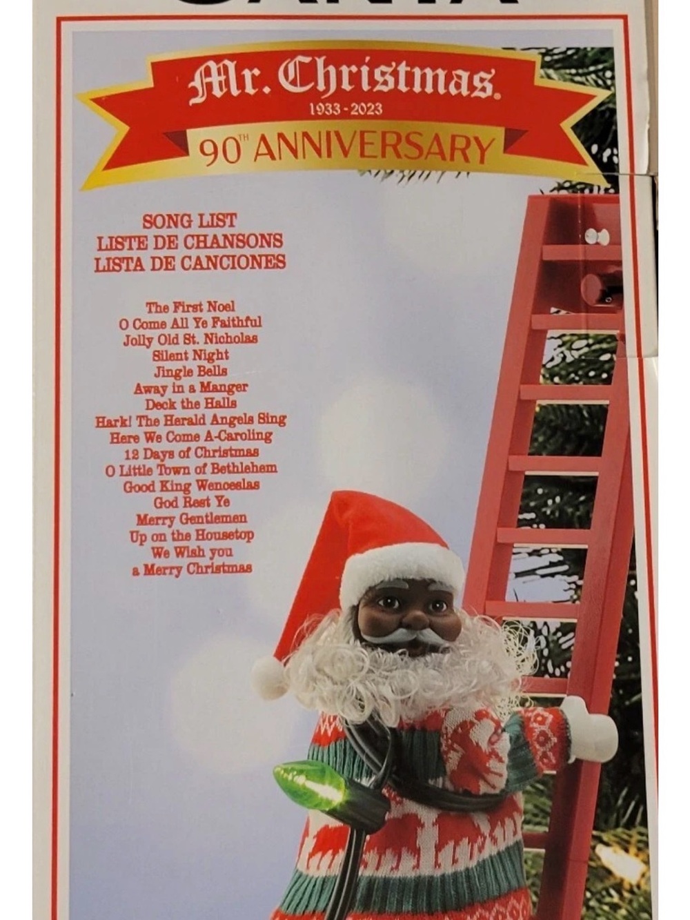 Mr. Christmas Super Climbing Santa African American Santa Holiday Lights & Music